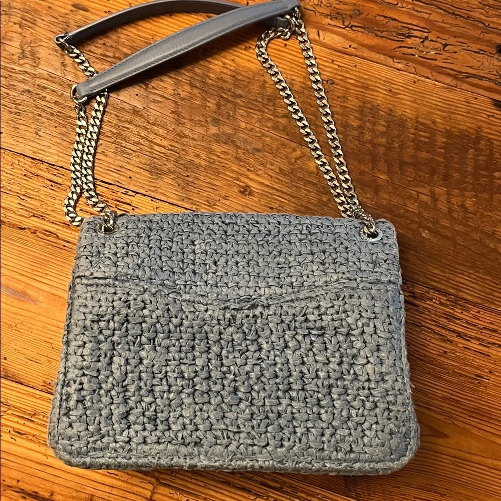 Sandro Raffia YZA Bag in Blue
